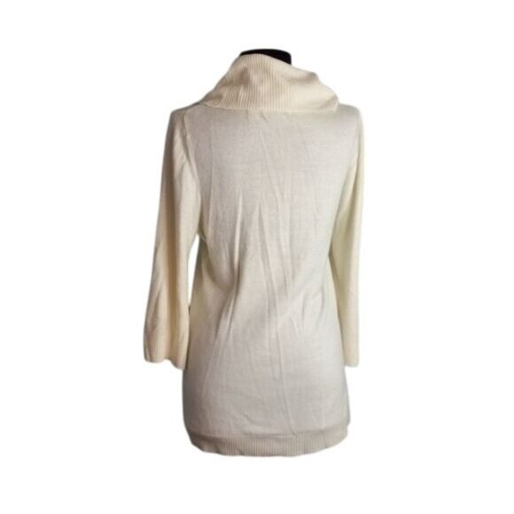 Luxe By Mercer Street Studio Size L Ivory 3/4 Sleeve Cowl Neck Sweater Acrylic - Picture 4 of 9